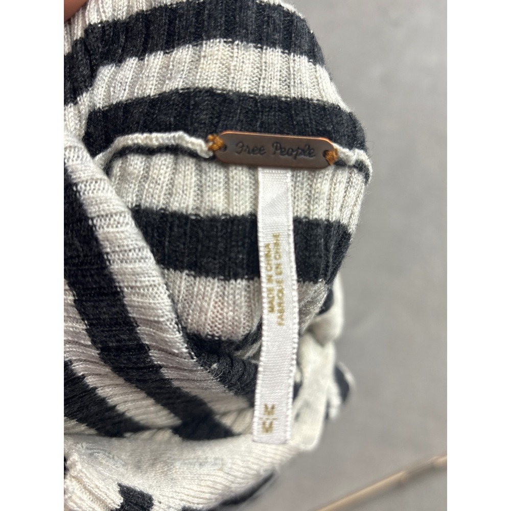 Free People Black White Striped Turtleneck Sweater Dress Button Detail Size M - Picture 5 of 7
